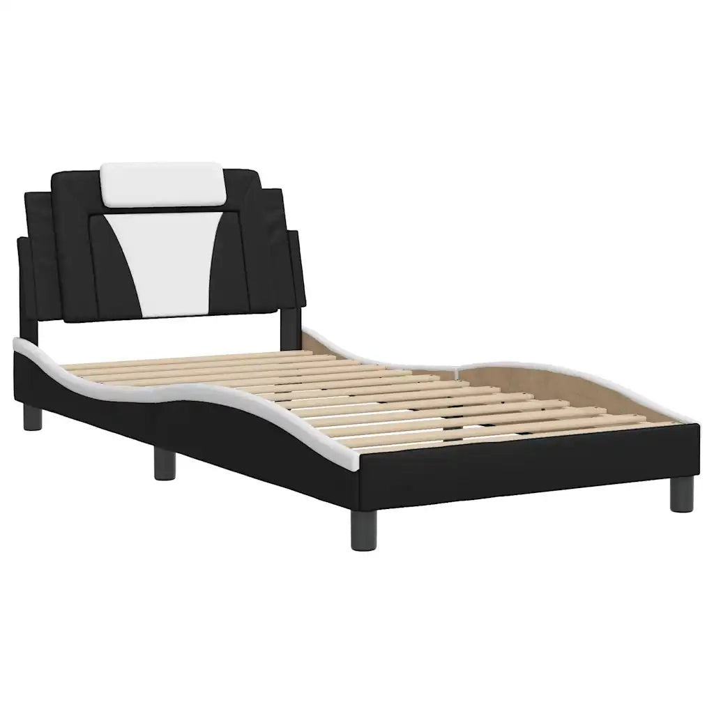 Giroletto Viana senza Materasso Nero e Bianco 100x200 cm in Similpelle