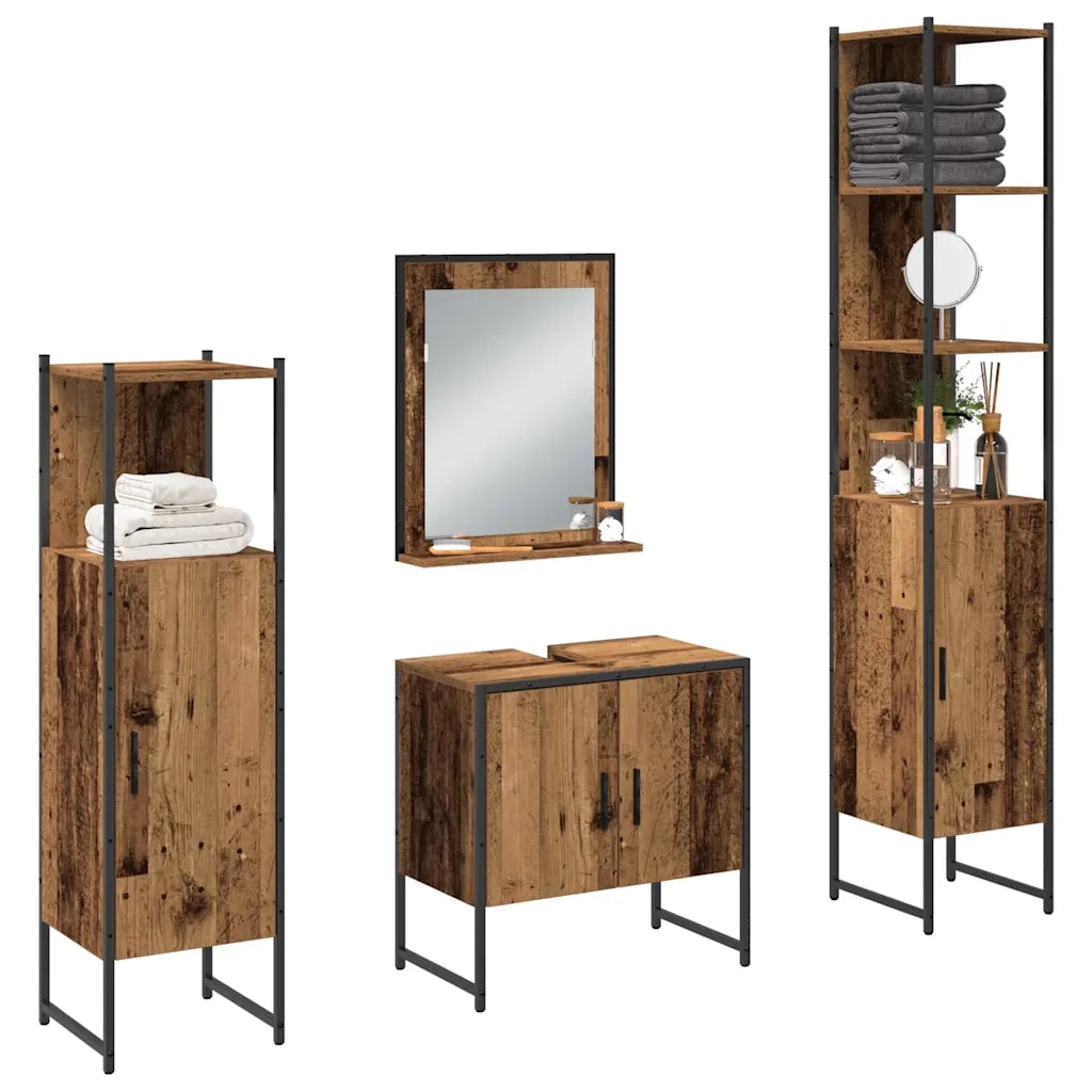 Set di mobili per il bagno 4 pcs Marrone 33 x 33 x 185.5 cm 3334409