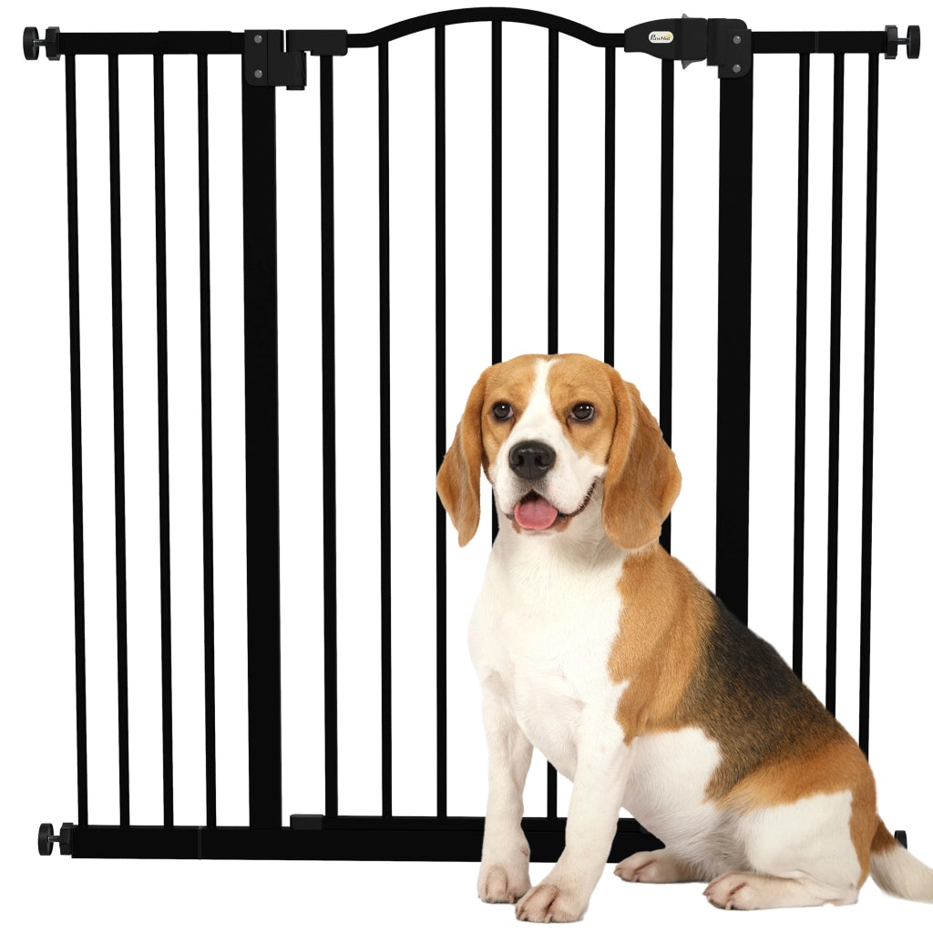 Cancello per Cani Estensibile ¨C Minimal ¨C Nero, Metallo e Plastica, 74-100x94 cm