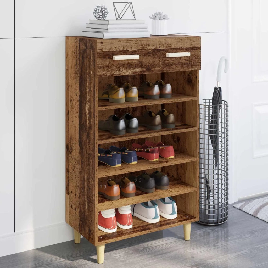 Scarpiera | Mobile per scarpe con cassetto Legno vecchio 60 x 35 x 105 cm