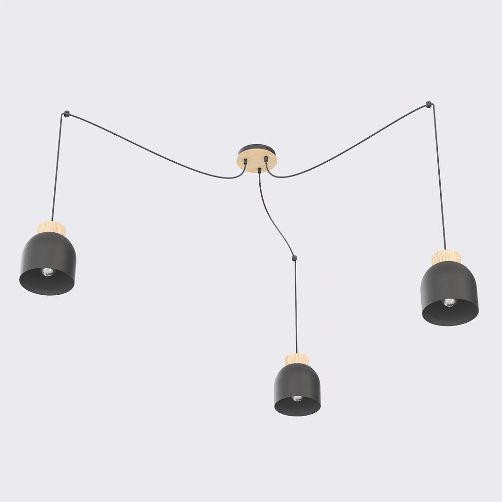 Lampada a sospensione KRU spider nera 3xE27 Emibig