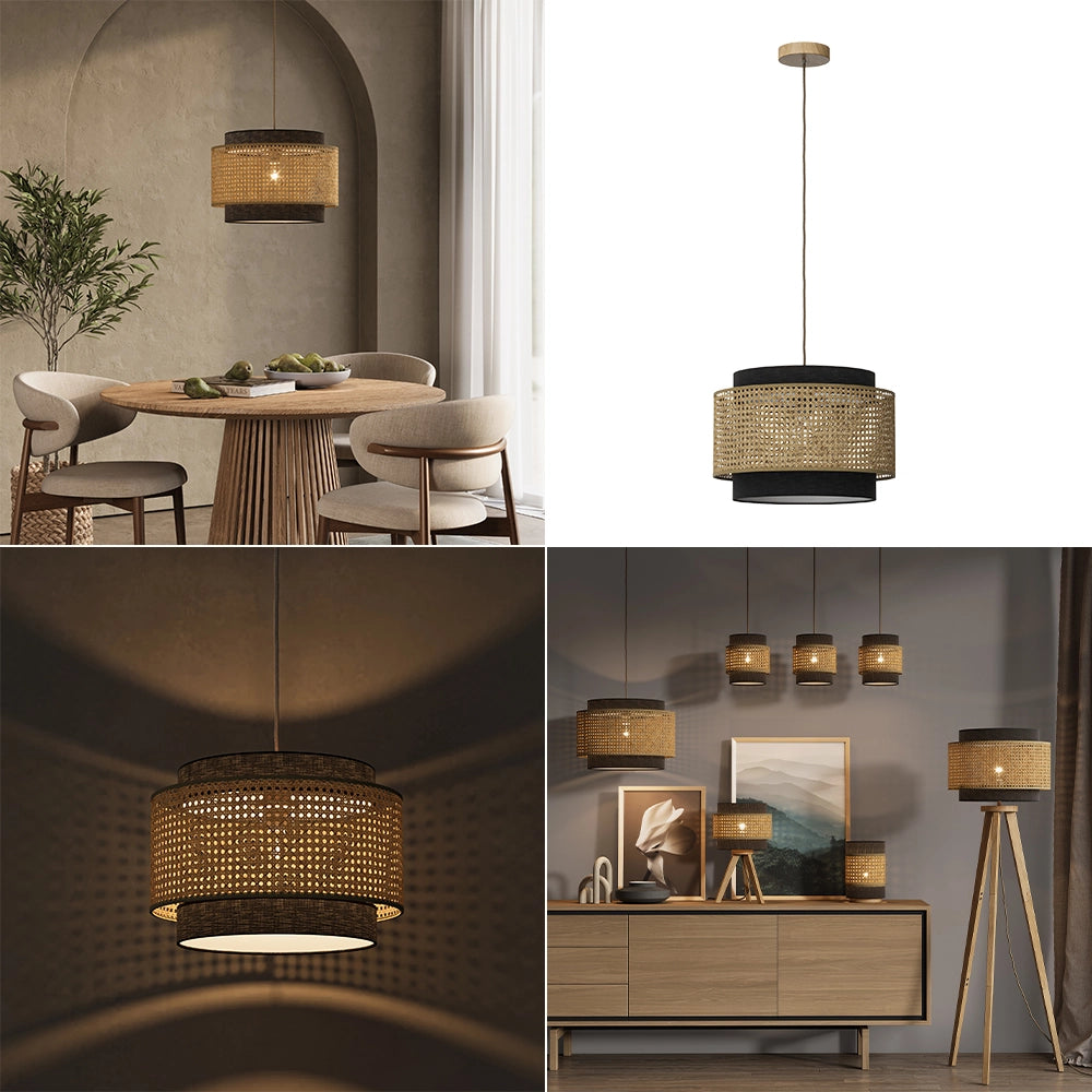 Vicco Lampada a soffitto Rattan/nero 45 x 31 cm