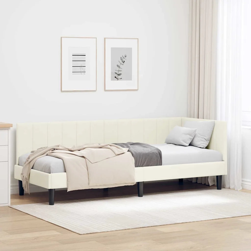 Cornice del letto ad angolo Crema 80 cm x 200 cm Velluto 42016335