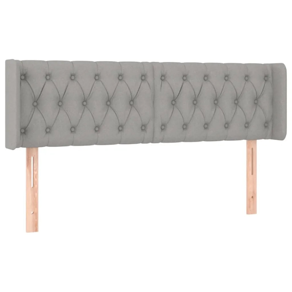 Testiera ad Orecchio-Testata con Orecchie Grigio Chiaro 163x16x78/88 cm in Tessuto 387853