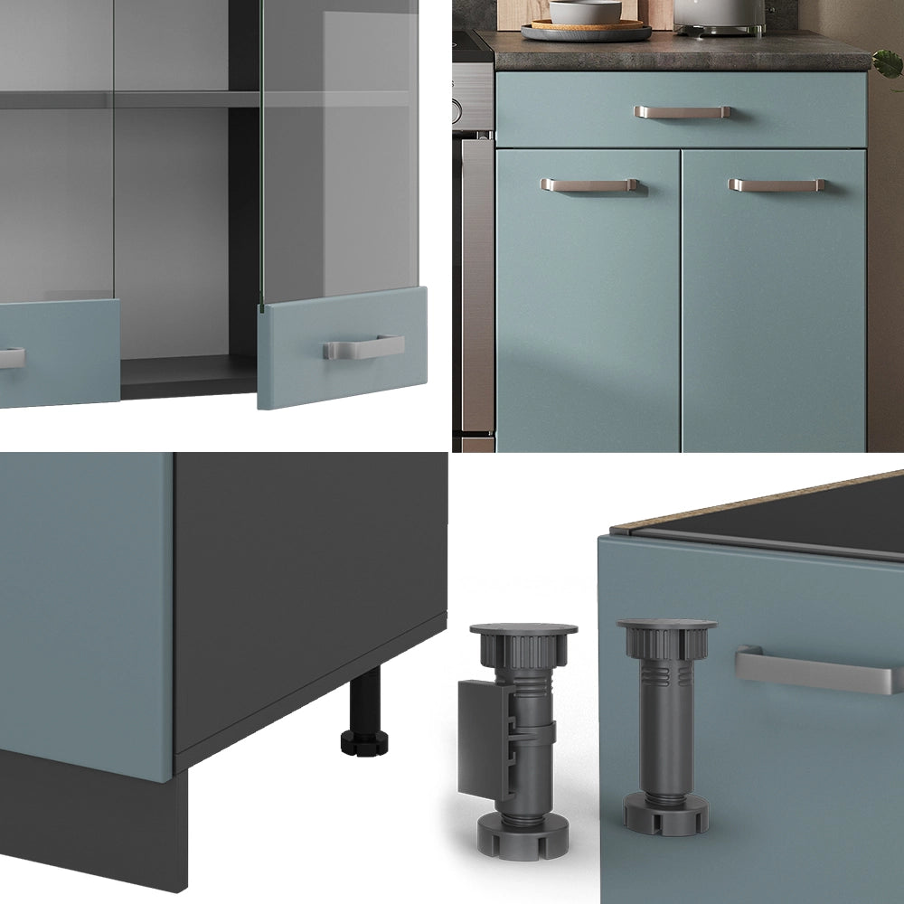 Vicco Cucina componibile Blu-grigio/antracite 200 cm , PL Rovere