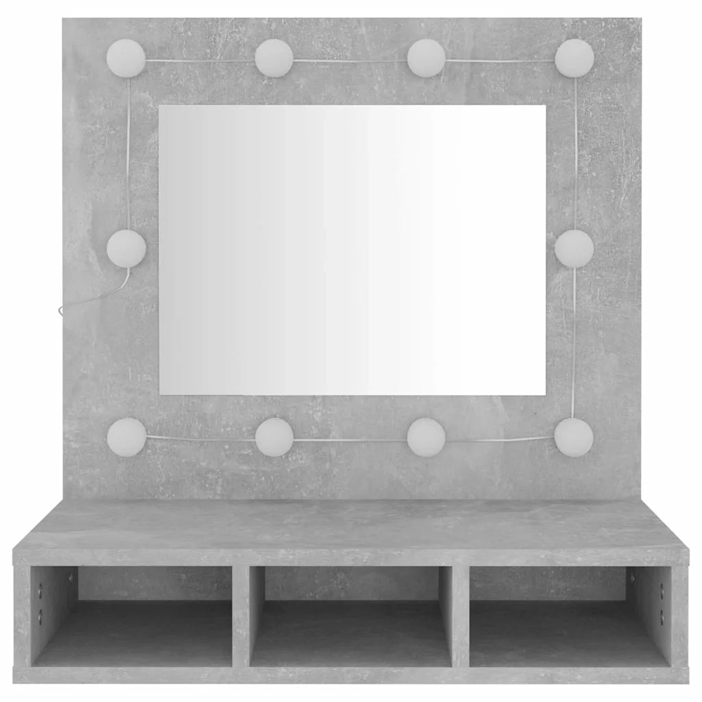 Mobile a Specchio con LED-Armadietto a Specchio Grigio Cemento 60x31,5x62 cm
