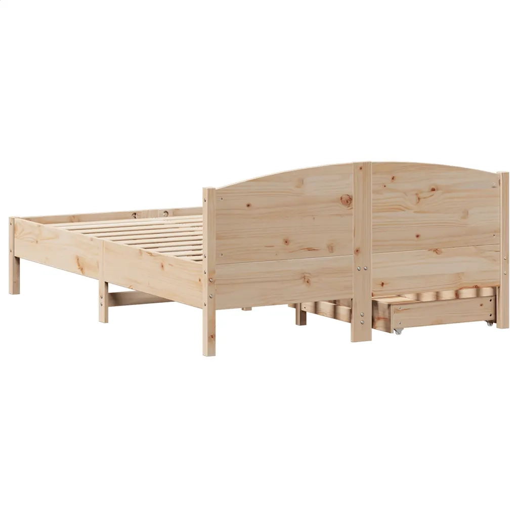 Letto senza Materasso-Struttura Letto 135x190 cm in Legno Massello di Pino 513146