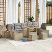 Set Divano da Giardino con cuscino 10 pcs Beige polyrattan