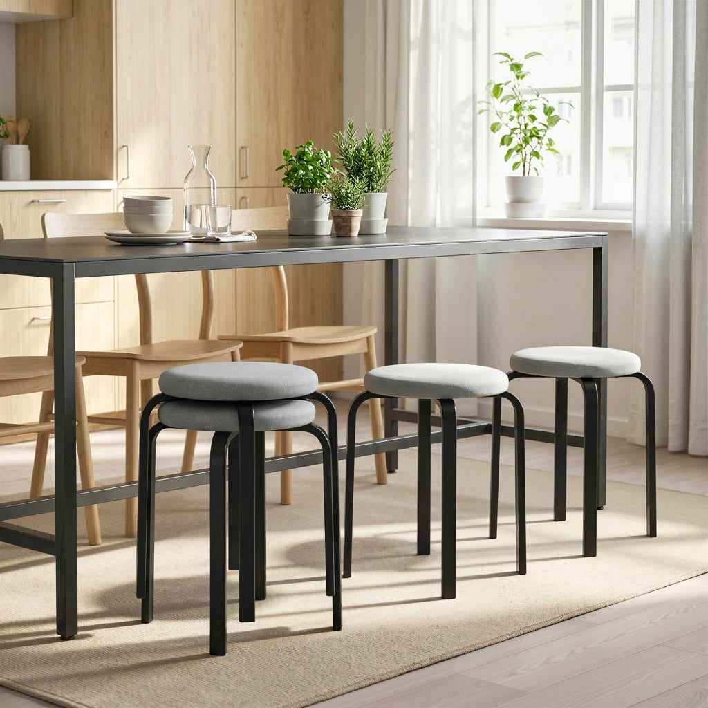 Set di 4 sgabelli tondi imbottiti ¨C zephmum ¨C grigio