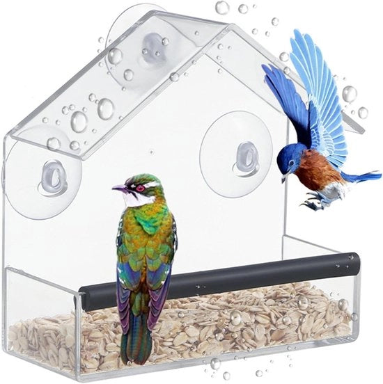 Casa per uccelli - trasparente e resistente alle intemperie con viti a molla