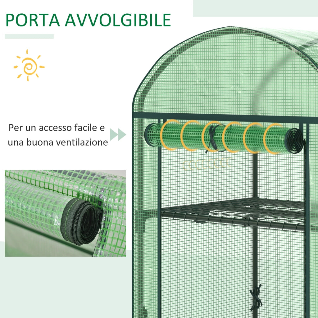 Serra da Giardino con Ripiani ¨C Minimal ¨C Verde, Metallo, 69x49x92cm