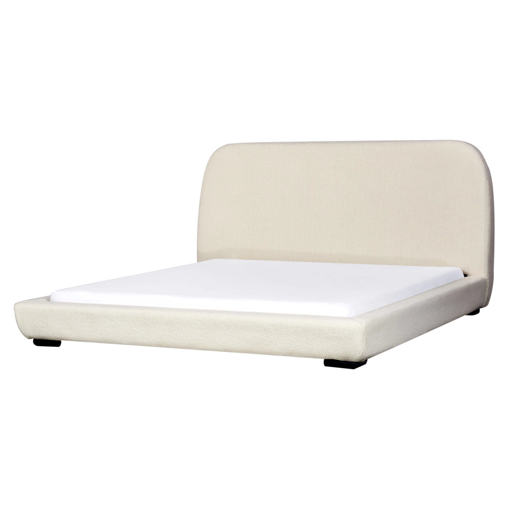 Struttura letto a doghe Beige Chiaro Poliestere Boucle Tessuto imbottito 180 x 200 cm Design classico tradizionale