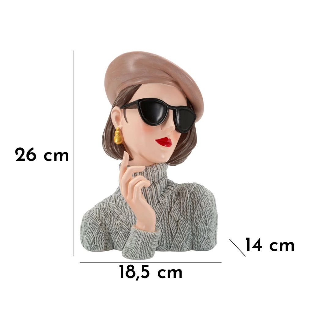 Scultura Donna Paris -B- in resina multicolore