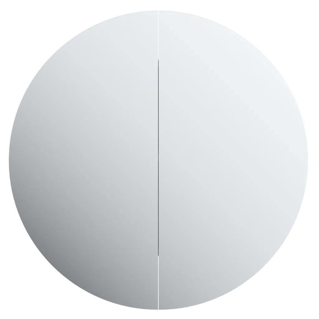 Armadio da Bagno | Mobile da Bagno con Specchio Rotondo e LED Grigio 40x40x17,5cm