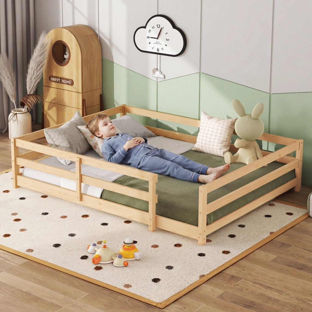 Letto Montessori da pavimento 140x200 cm in pino naturale