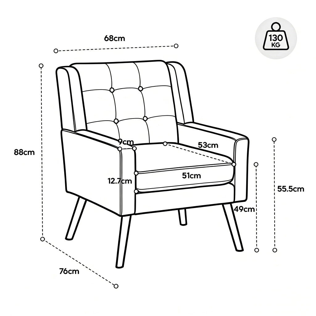 Set di poltrone 2 pezzi con cuscini in schiuma ad alta densità, tessuto resistente e gambe in legno beige
