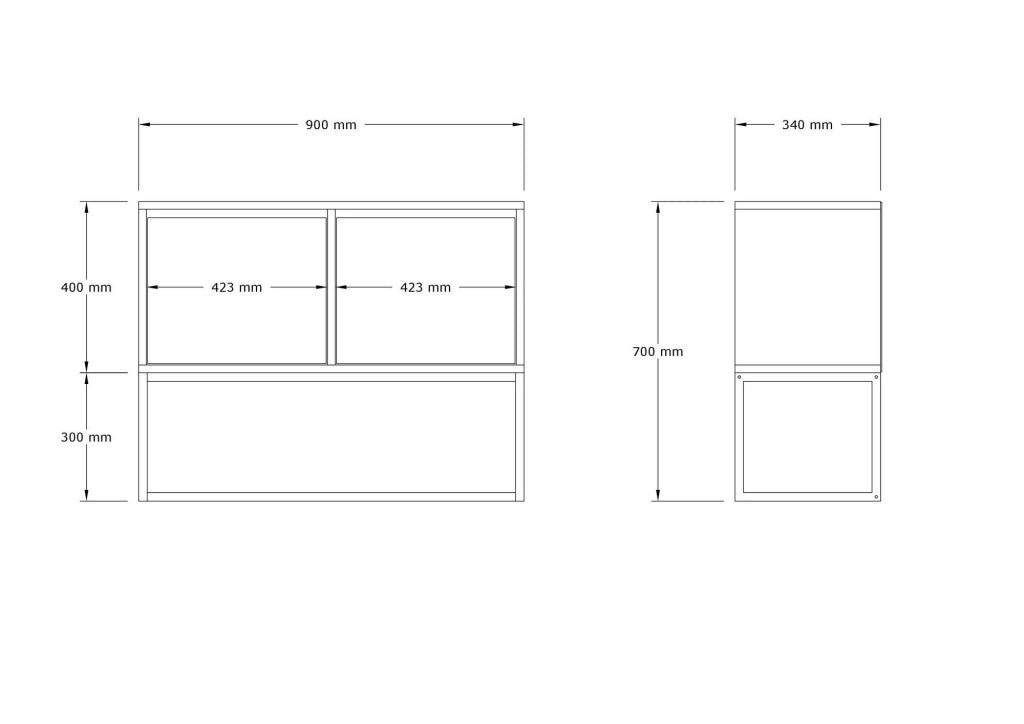 Credenza in legno "Zermat" - 90 x 34 x 70 cm - Travertino