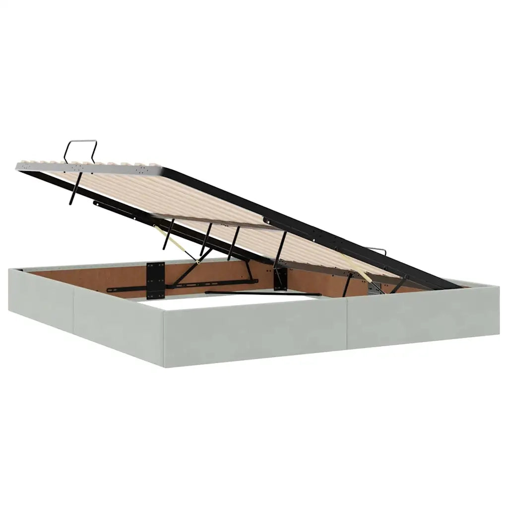 Letto con contenitore e LED Grigio chiaro 180 x 200 cm Velluto