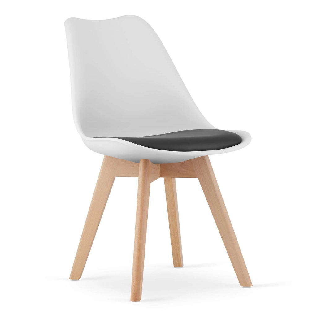 Sedia Mark con cuscino in ecopelle e gambe in faggio