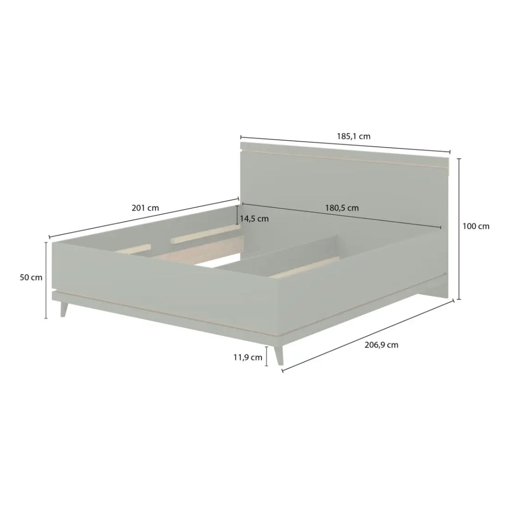 Letto NOKI – 180x200 cm verde e legno – Stile scandinavo