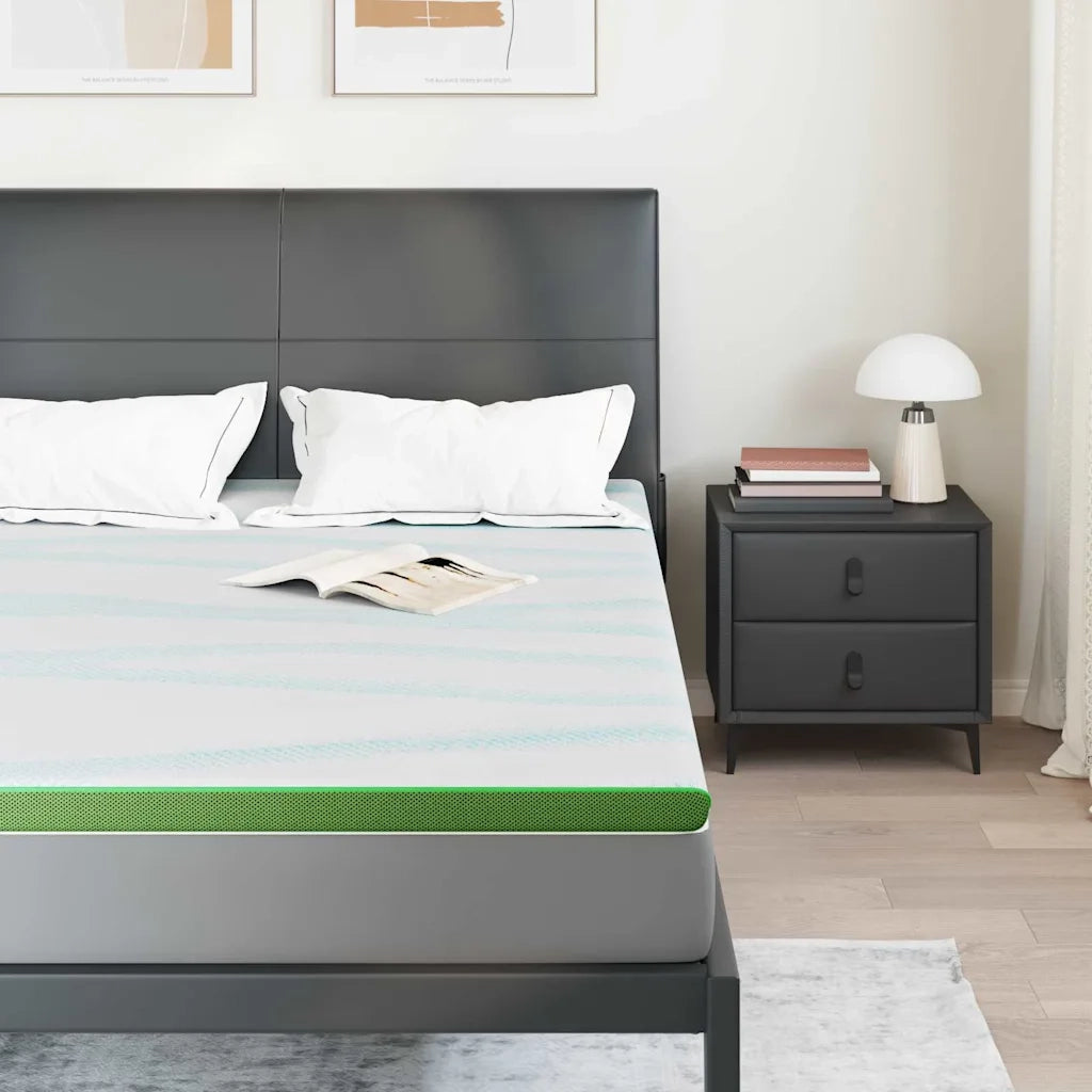 Topper per materasso Bianco e Verde 160 x 200 cm 4106173