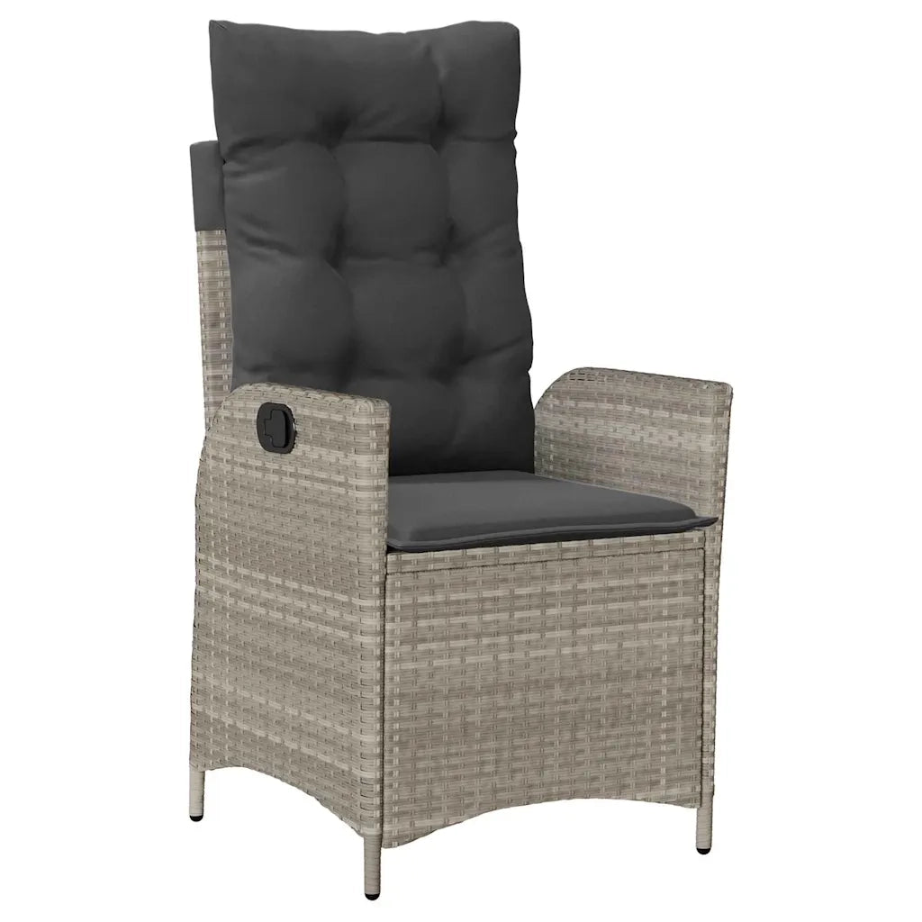 Set da Pranzo per Giardino 3 pcs Grigio chiaro polyrattan