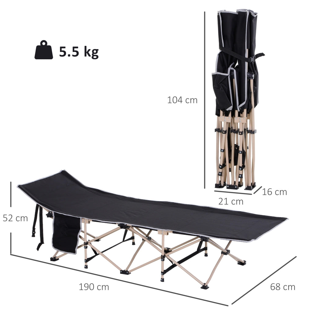 Letto da campeggio pieghevole ¨C Minimal ¨C Nero 190x68x52