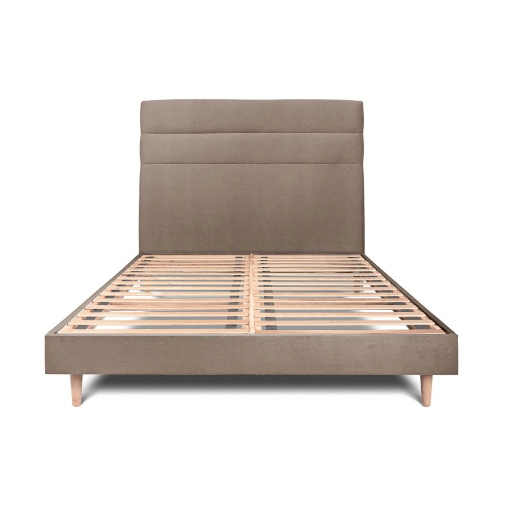 Letto 135x190 cm con testiera in linea - Tessuto velluto