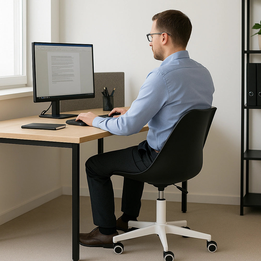 Sedia da Ufficio Full Nero Poltrona da Studio e Casa Ergonomica con Ruote