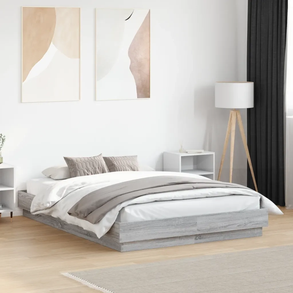Letto matrimoniale | Letto per adulti | Giroletto Grigio Sonoma 120x190 cm in Legno Multistrato