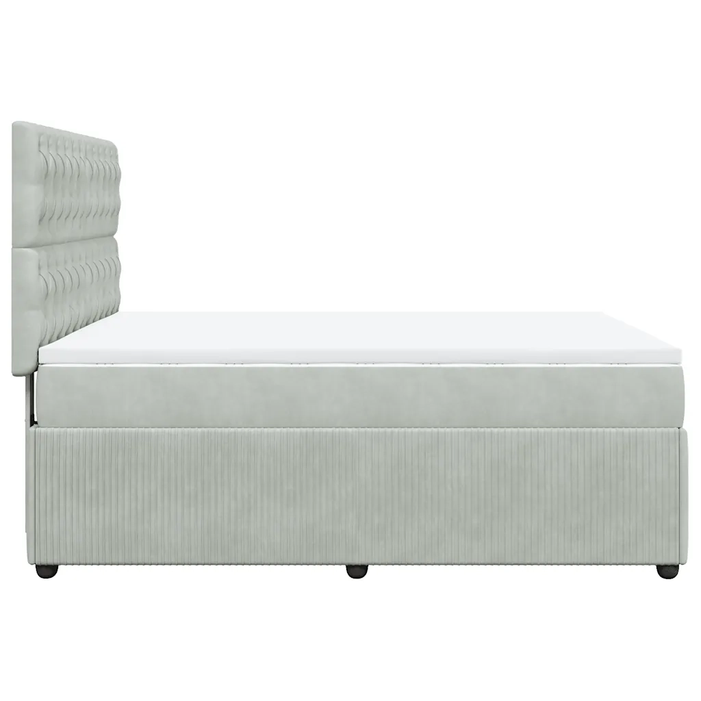 Giroletto a Molle con Materasso Grigio Chiaro 140x200cm Velluto