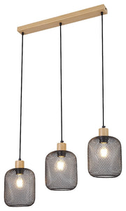 Lampada a sospensione Rabalux Grendel 3xE27 faggio/nero