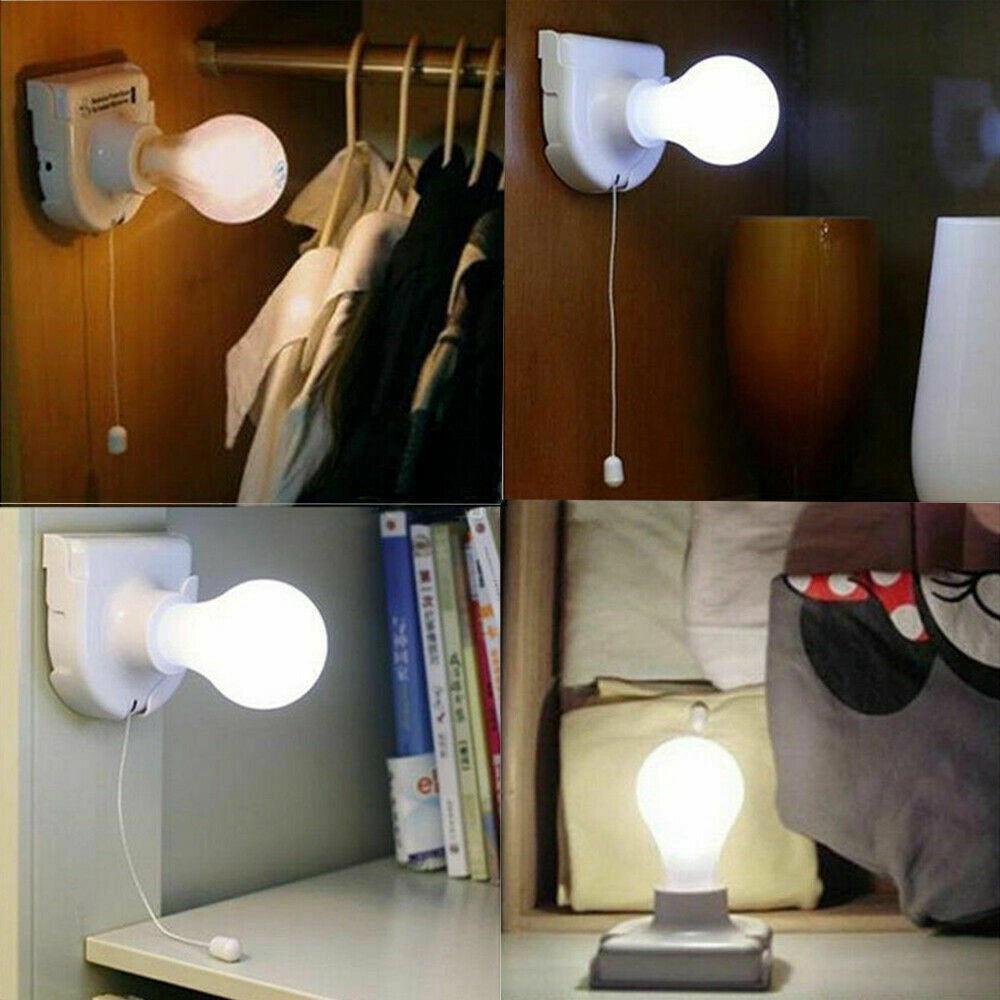Trade Shop - 2 Lampadine Insta Bulb Lampadina A Batteria Con Filo Di Accensione E Spegnimento -