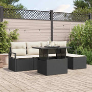 Set Divano da Giardino 6 pcs Nero e Crema polyrattan