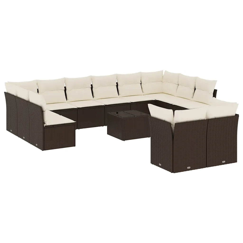 Set Divani da Giardino 13 pz con Cuscini Marrone in Polyrattan 3250282