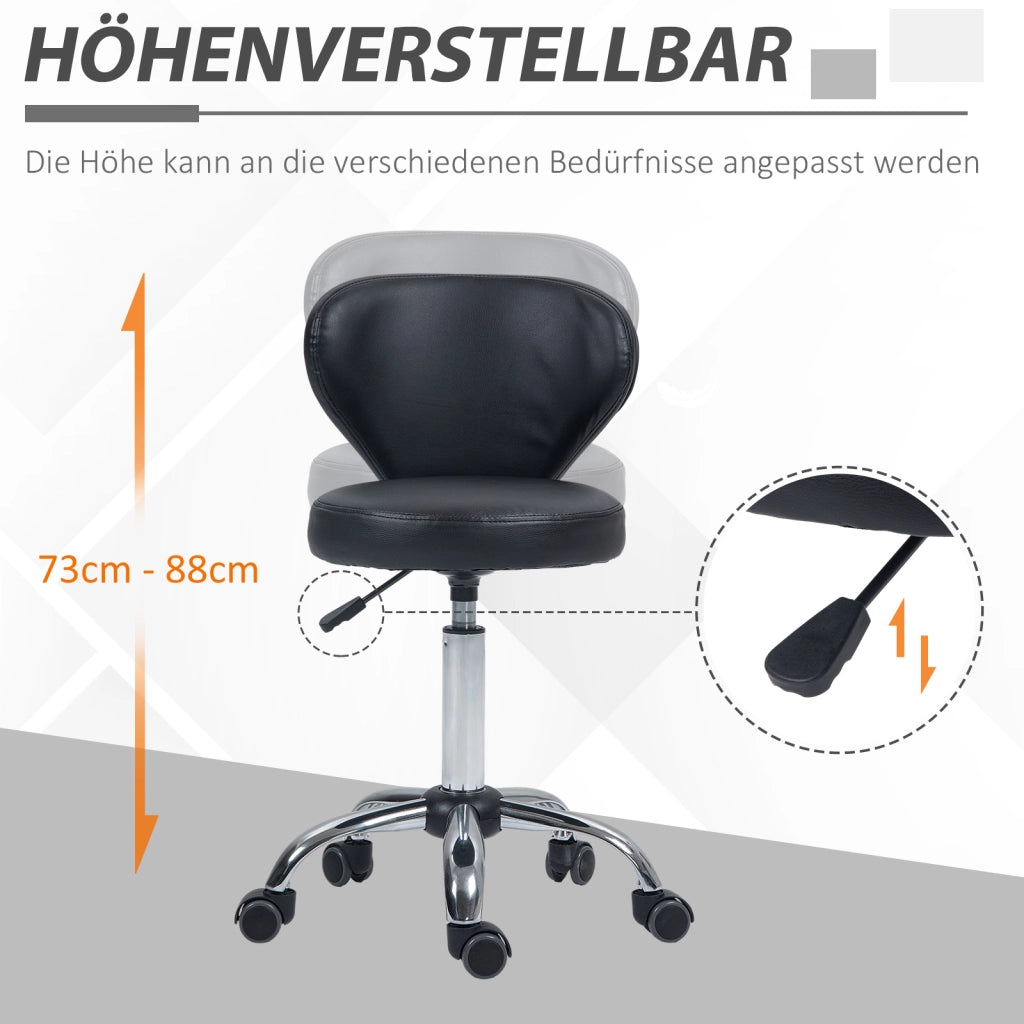 Sgabello in similpelle regolabile in altezza ¨C zephmum ¨C Nero