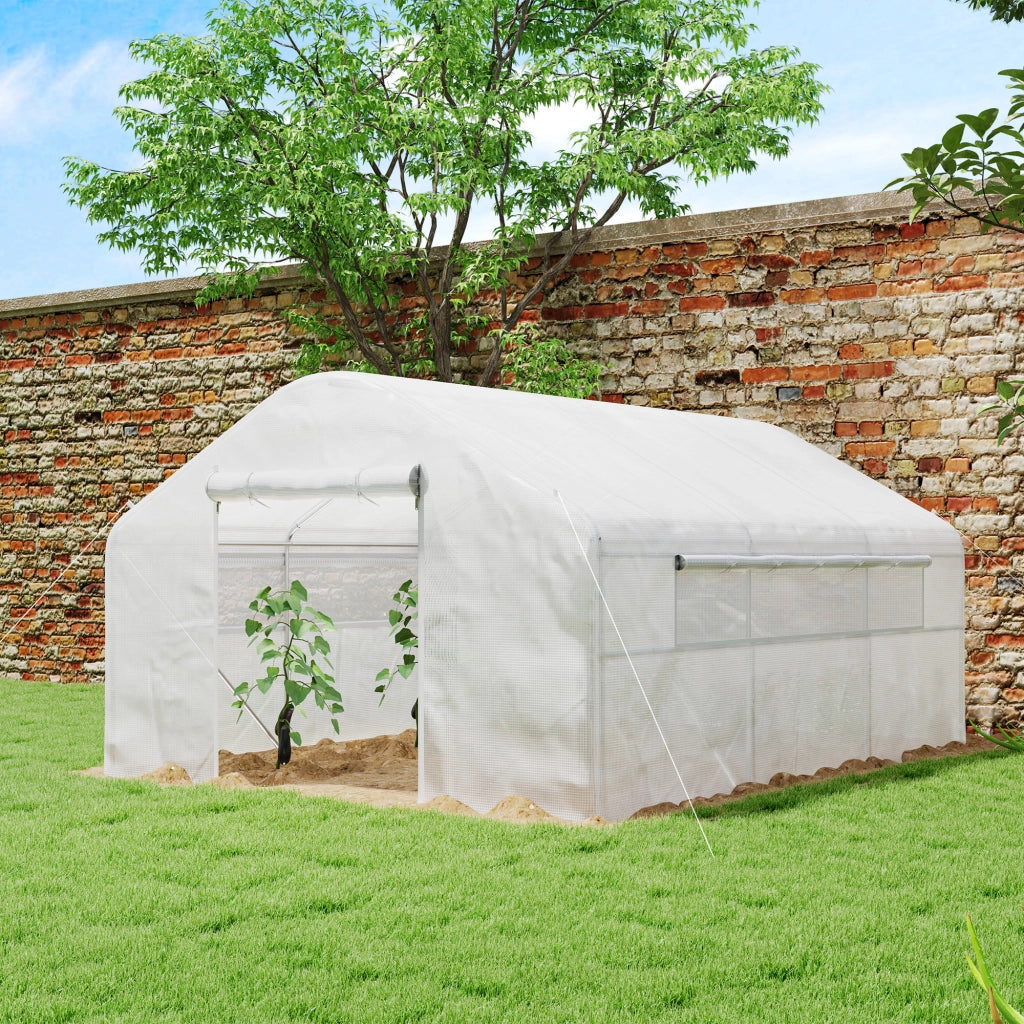 Serra da Giardino 4x3x2 m con 2 Finestre e Porta a Zip ¨C Minimal ¨C Bianco