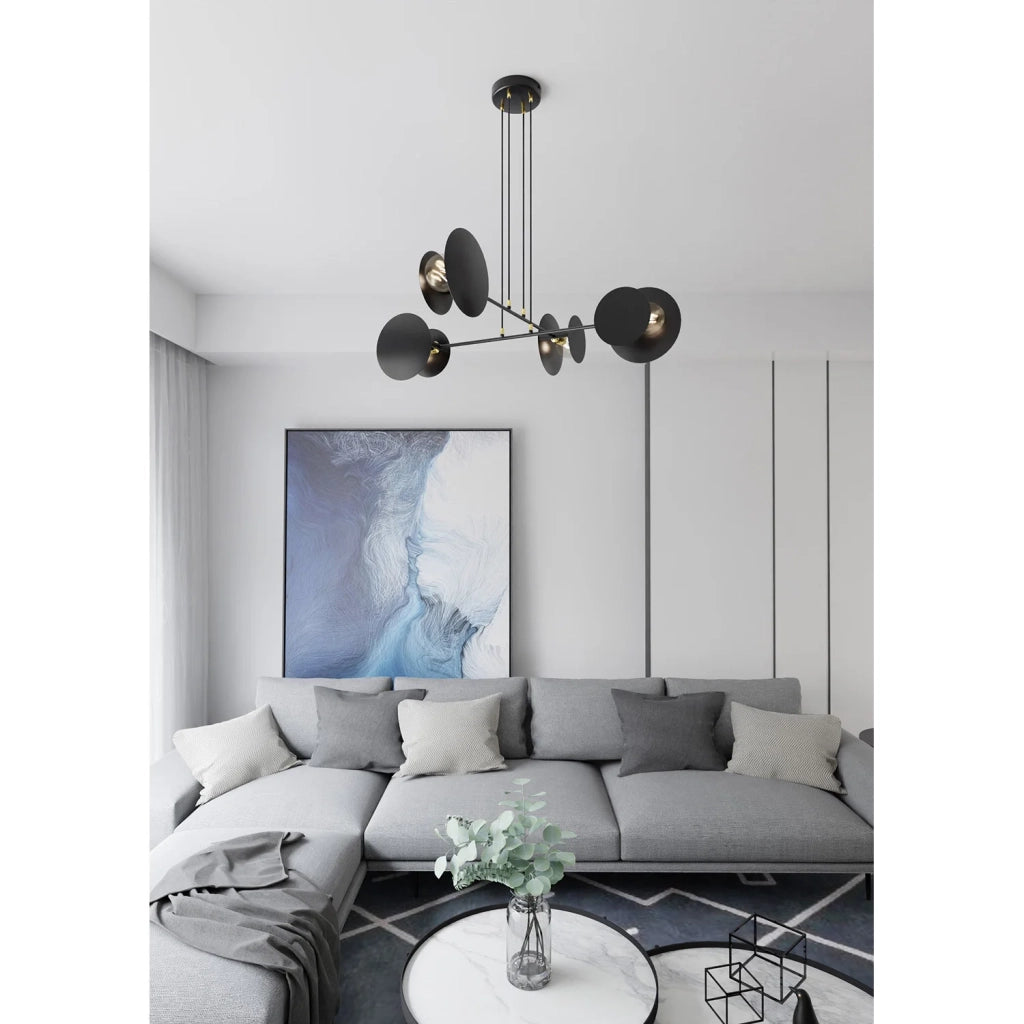Lampadario Moderno 1 Luce Izanami In Acciaio Nero Con Bracci