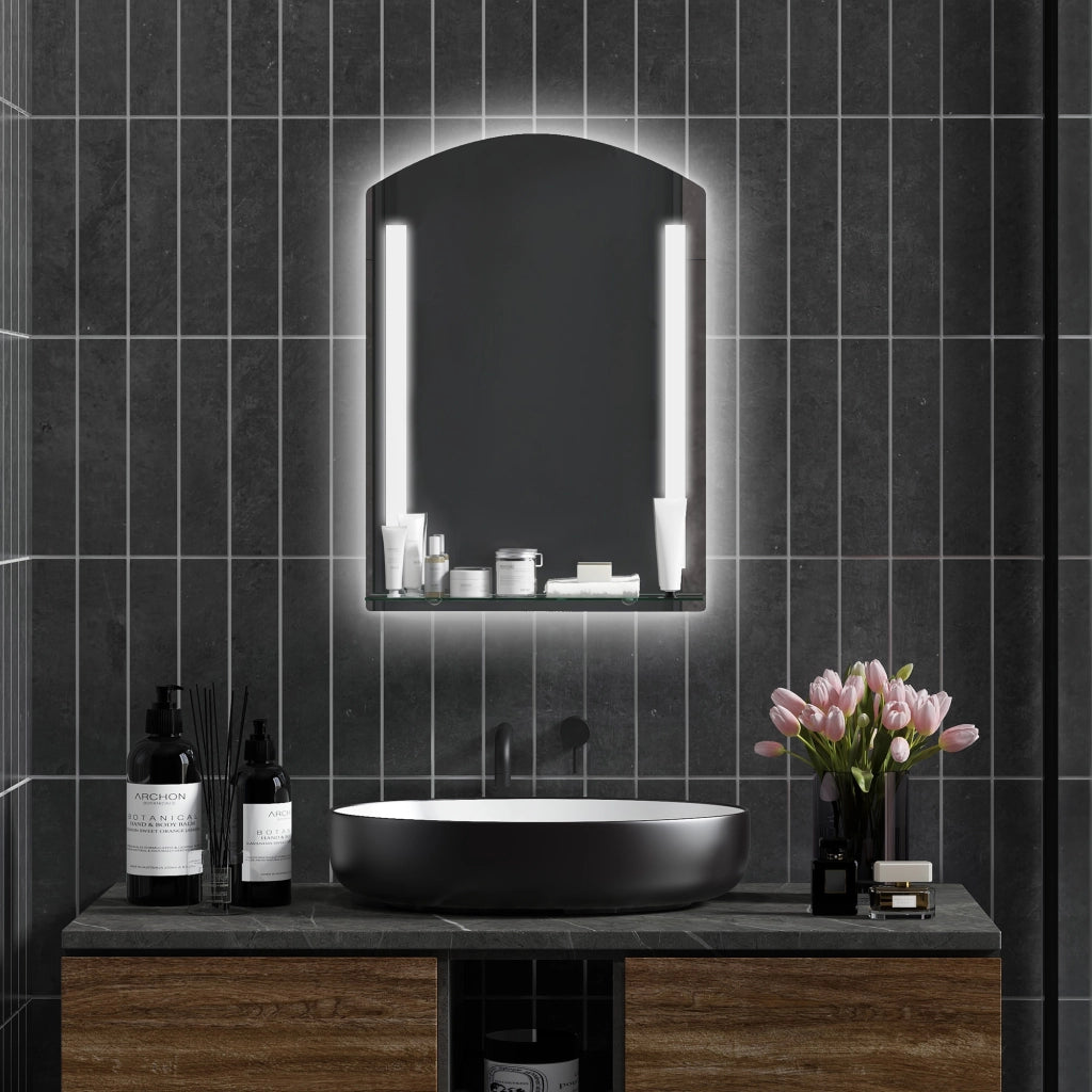 Specchio da Bagno con Illuminazione LED ¨C Minimal ¨C Bianco 50x12x70 cm