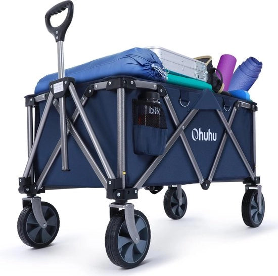 Carrello Opieggibile Blu - Carrello 150kg di Capacità - Impermeabile - Carrello con Manubrio Regolabile - Ruote Robuste