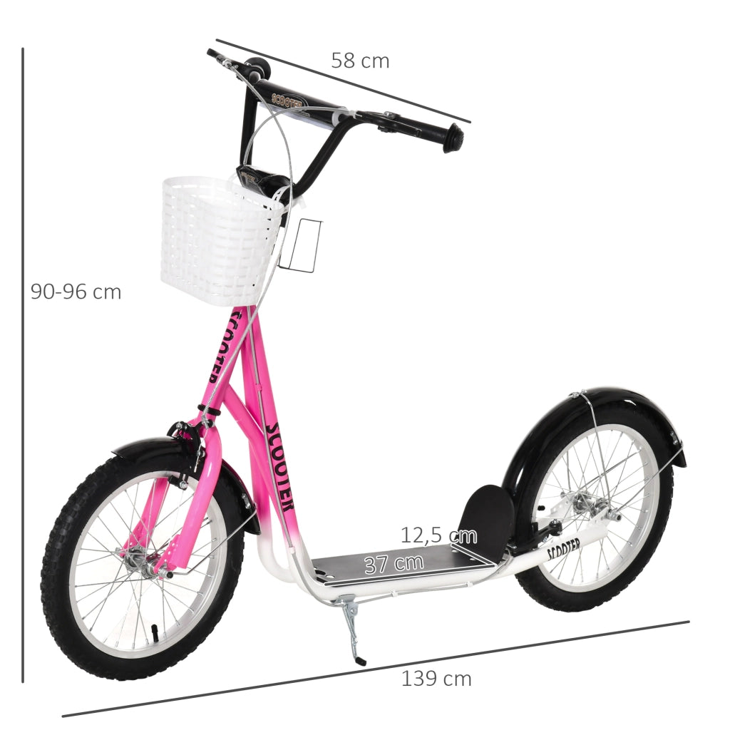 Trotinette per Bambini con Freno e Cestino ¨C zephmum ¨C Bianco e Rosa