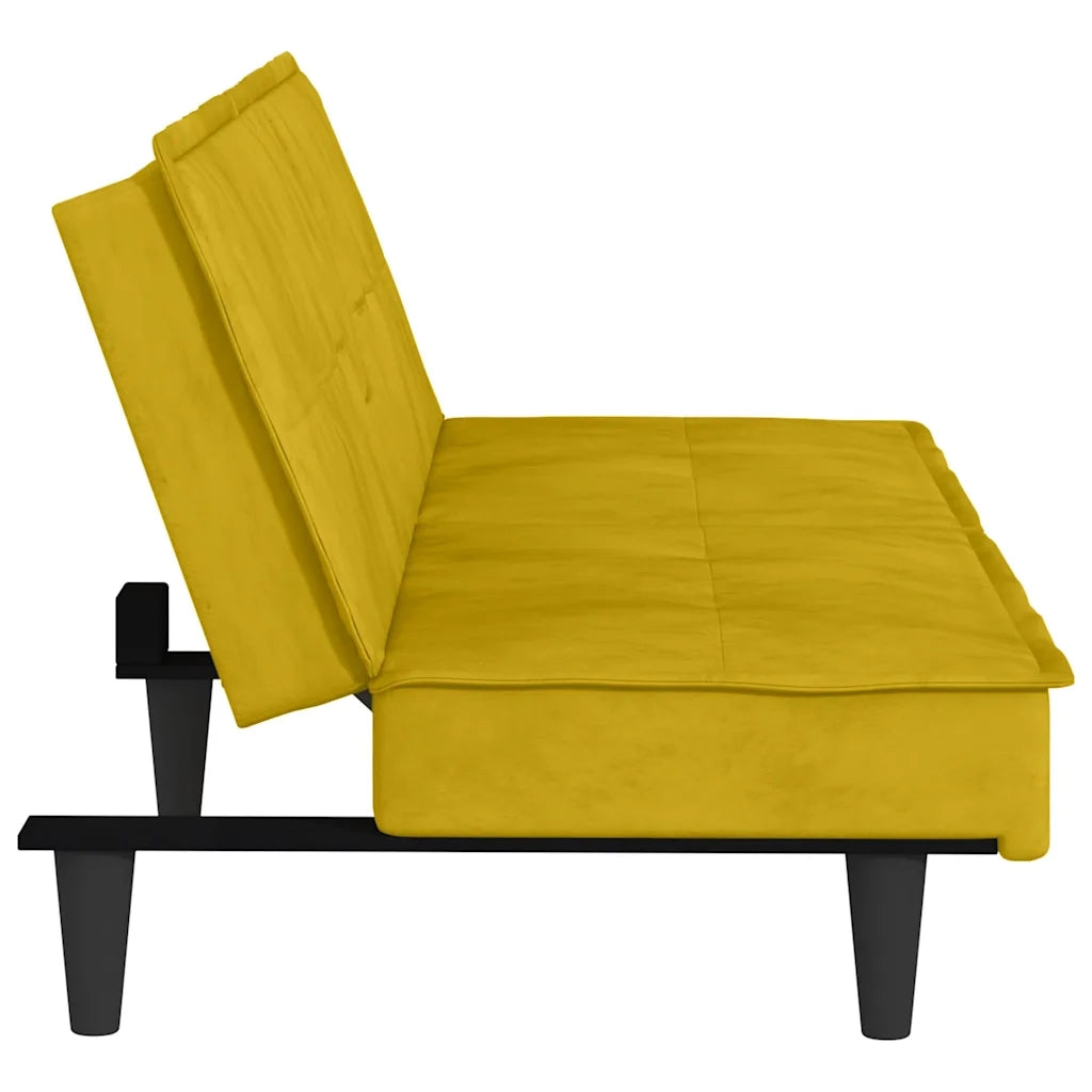 Divano letto | Sof¨¤ letto | Letto singolo con Portabicchieri in Velluto Giallo