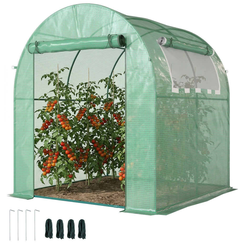 Serra da Giardino con Struttura in Acciaio e Copertura in Plastica Verde