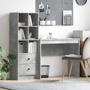 Scrivania con cassetto con lo scaffale 2 pcs Grigio cemento 3337324