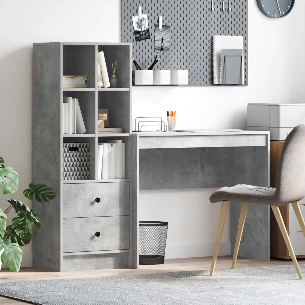 Scrivania con cassetto con lo scaffale 2 pcs Grigio cemento 3337324