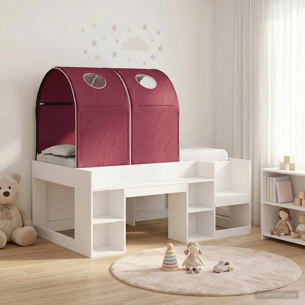 Letto con Tunnel 3 pz Bianco e Rosso Legno ingegnerizzato 3423501