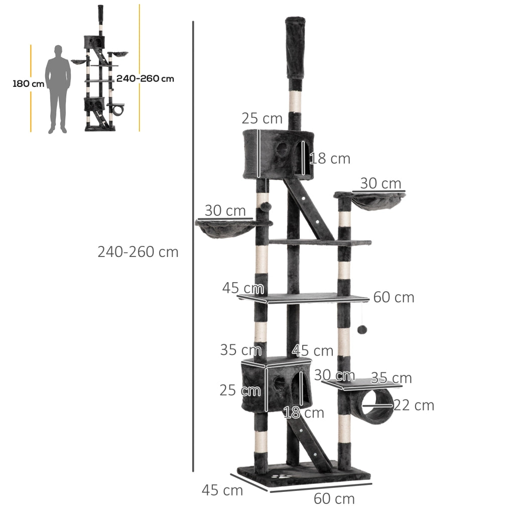 Albero tiragraffi per gatti ¨C zephmum ¨C grigio 240-260 cm