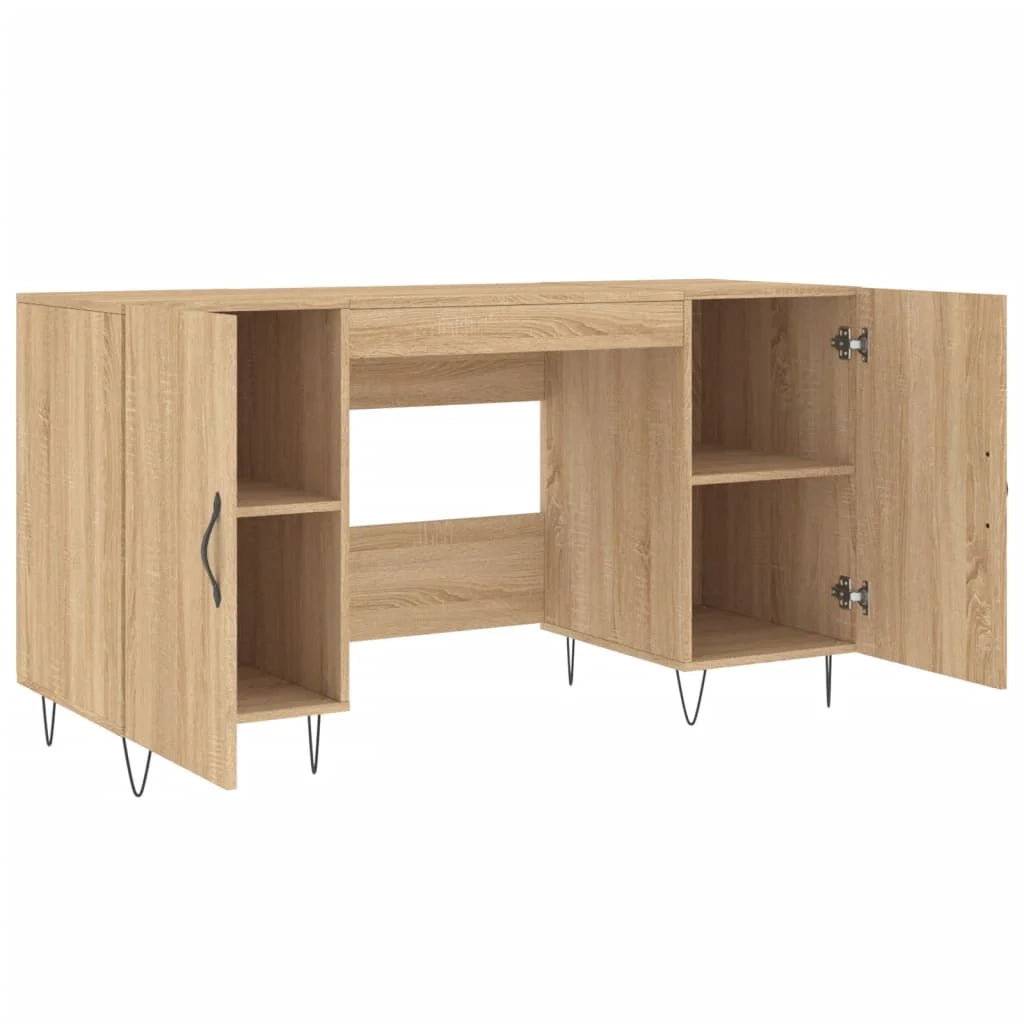 Scrivania tavolo postazione di lavoro mobile per computer studio rovere Sonoma 140 x 50 x 75 cm legno ingegnerizzato marrone 02_0023651