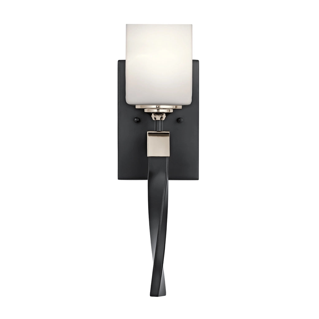 Applique bagno Marette nero con vetro opale G9 Kichler