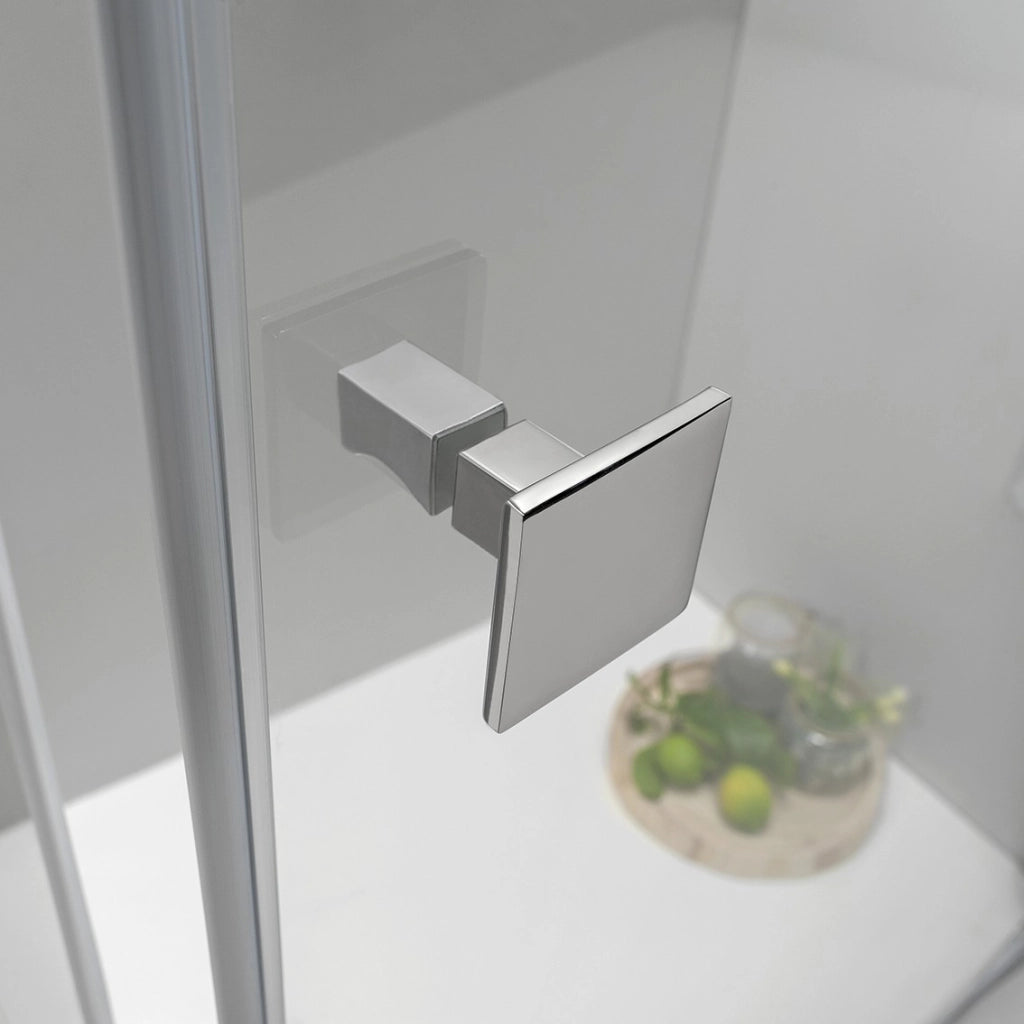 Cabina Box Doccia 100x100 Cm Porta Battente con Lato Fisso Trasparente